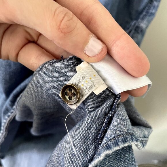 Fossil cotton short sleeved denim dress casual comfortable pockets collar summer - Picture 8 of 9